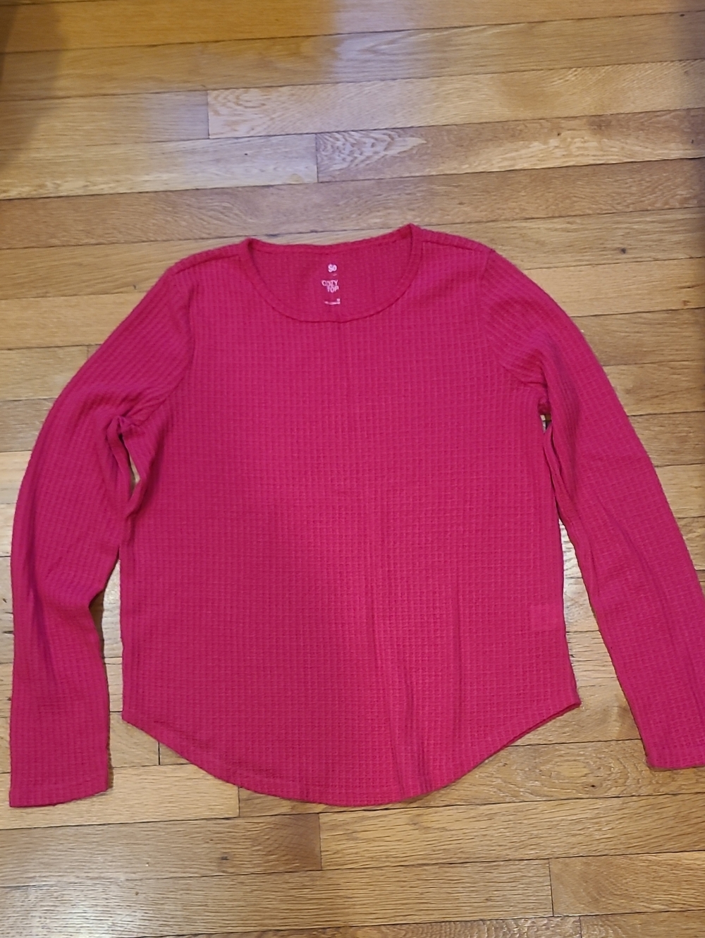 SO Women's Raspberry Red Waffle Long-Sleeve Tee